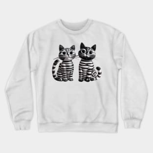 two cats in black and white Crewneck Sweatshirt